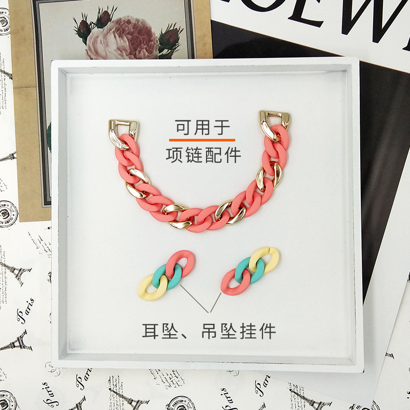 Acrylic Paint Chain 17X23mm Colorful Macaron Chain Buckle Ring Diy Can Be Set Chain Accessories Specification drawing