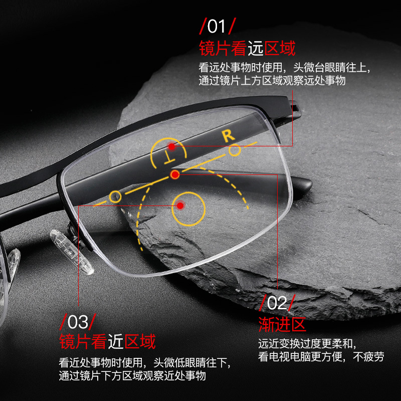 Wholesale of new progressive multifocal reading glasses, smart zoom anti-blue light reading glasses for both far and near vision details Picture