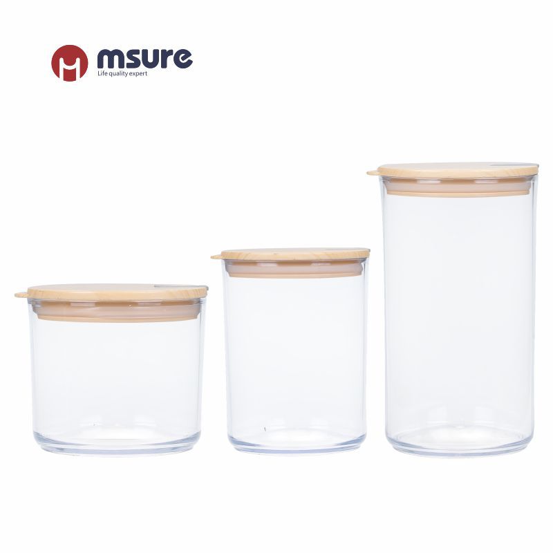 Grano de madera redondo sellado latas de almacenamiento de granos de grano de trigo sellado plástico con válvula de escape latas de almacenamiento de granos de café transparente Item Picture