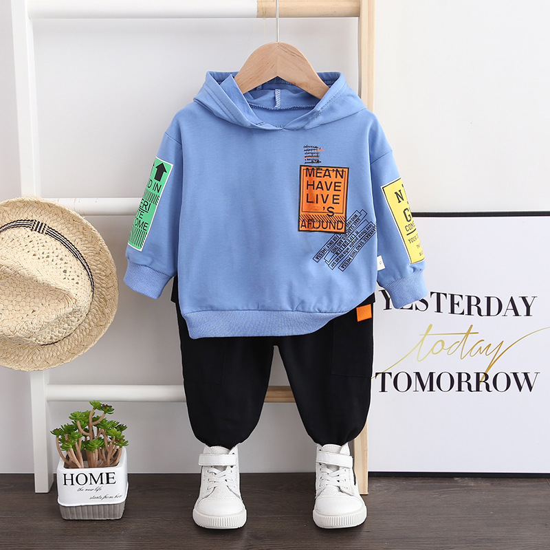 Wholesale of two-piece sets of new children's hoodies, long-sleeved sweatshirts, and loose sportswear for children in Spring and autumn details Picture