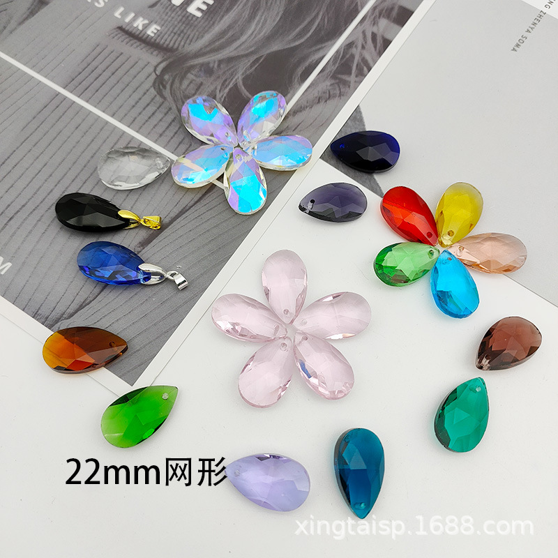 【100 Pieces Of Batch 】 Crystal Glass Jewelry Pendant 22Mm Mesh Single Hole Water Drop Door Curtain Car Pendant
