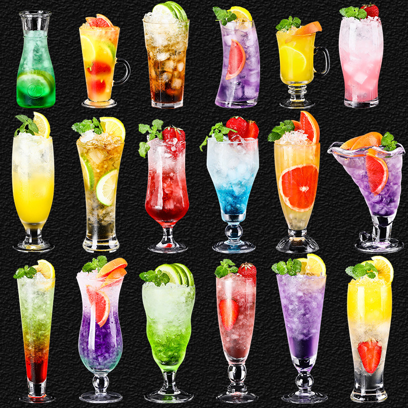 Household Juice Cup Glass Transparent Milk Tea Cup Commercial Large Drink Cup Cola Cup Slush Cup Female Ins Wind