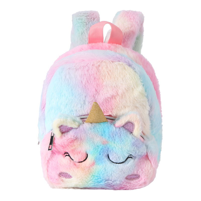 Unicorn Fur Satchel Girls Casual Backpack Backpack Cute Cartoon Toddler Storage Bag Item Picture