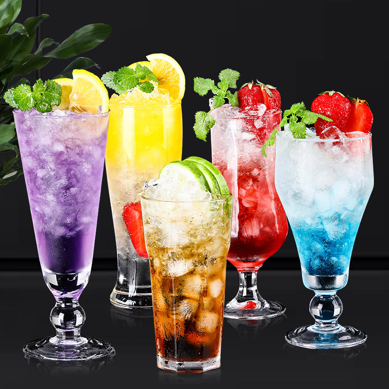 Household Juice Cup Glass Transparent Milk Tea Cup Commercial Large Drink Cup Cola Cup Slush Cup Female Ins Wind details Picture