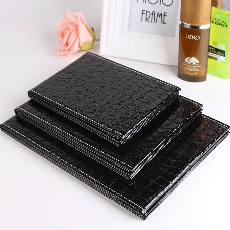 镜子现货台式化妆镜pu皮革台式便携折叠化镜子 韩版时尚镜百货产品图