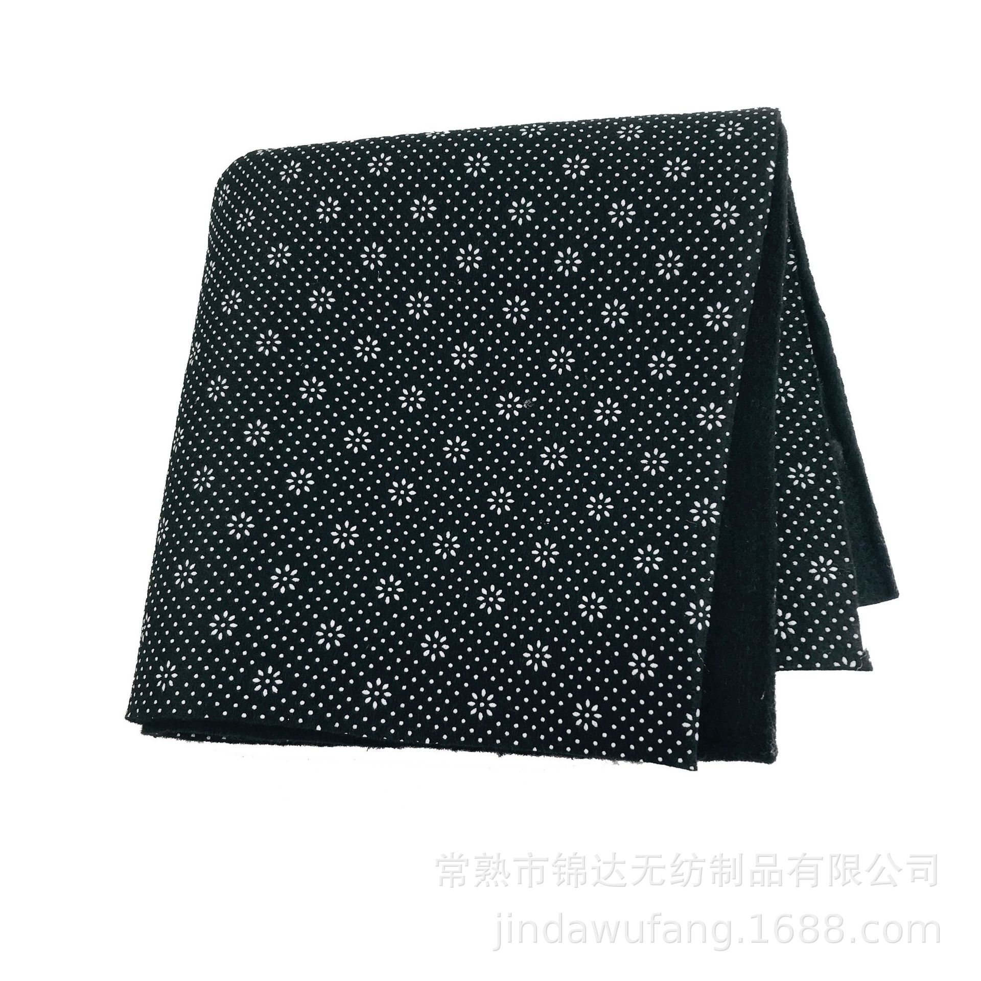 Factory direct supply wholesale of polyester needle-punched non-woven fabric, black plum blossom dot pvc drip plastic anti-slip carpet fabric Item Picture