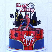 Bake a cake decorate cartoon spider plugin house two-storey house Insert card dessert table scene party dress up