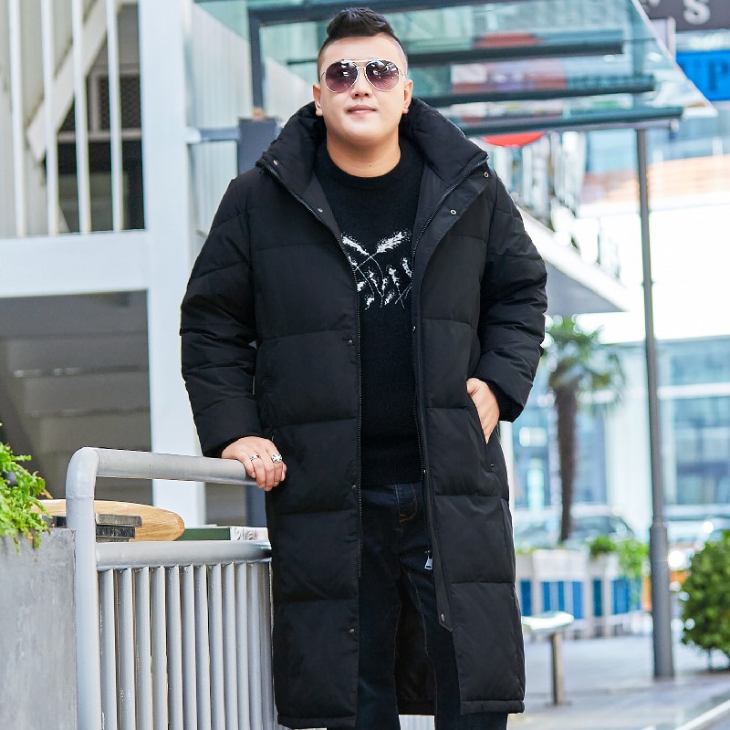 2020冬季男士胖子加肥加大码中戏明星同款防寒加长过膝羽绒服外套
