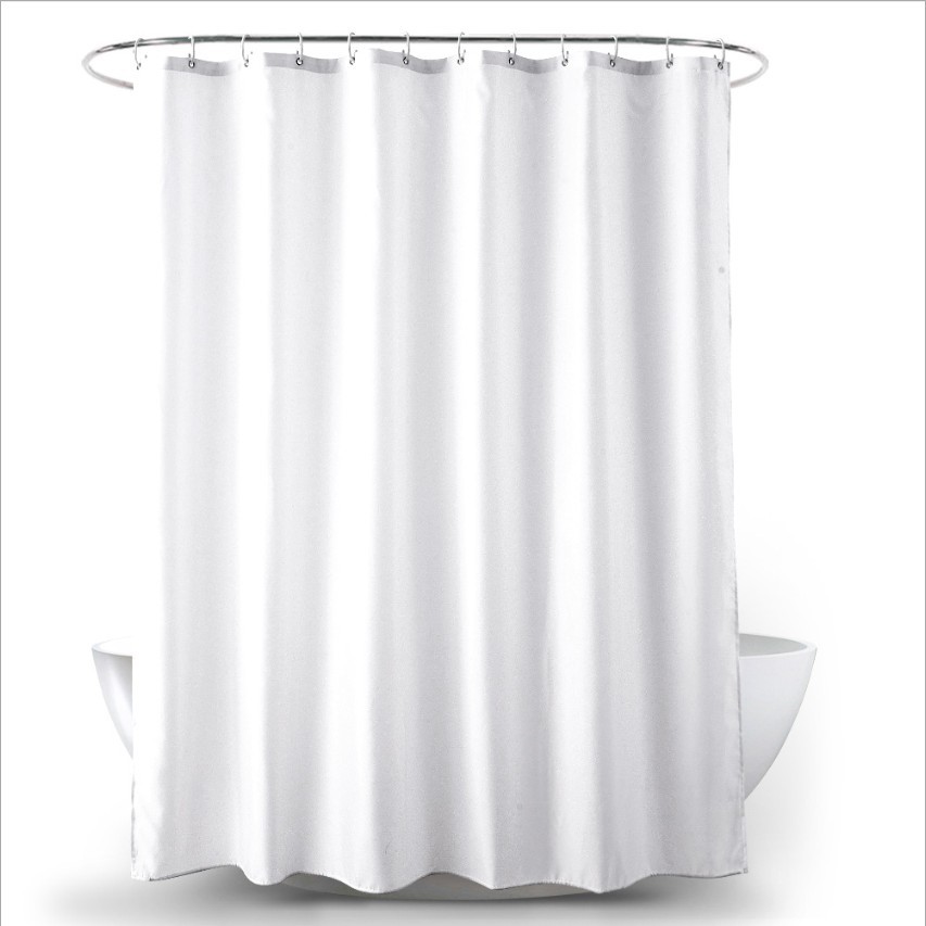 Wholesale of cross-border white thickened plain polyester bath curtains, waterproof bathroom curtains for hotels and guesthouses Item Picture