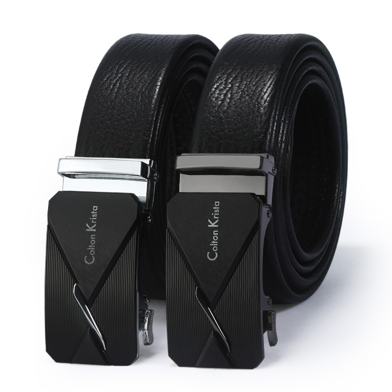 Men's leather matte alloy automatic buckle business fashion belt, fashionable middle-aged and young people's belt manufacturer wholesale Item Picture