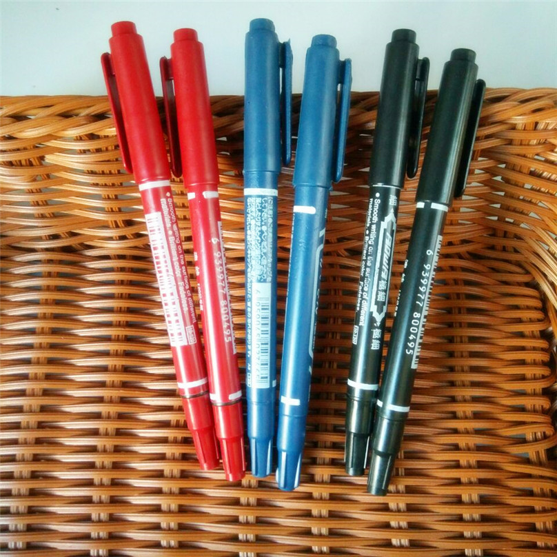 Loose double-headed pen marker pen, student stationery, office double-headed water and oil-based pen, marking, outlining pen, black writing