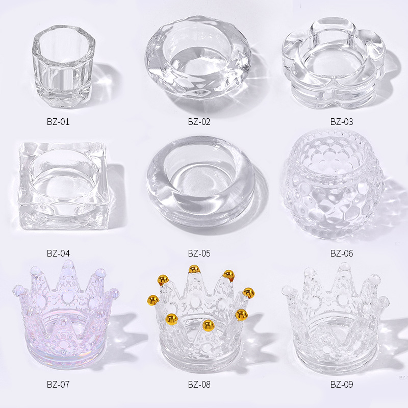 Cross-border nail crystal cup high transparent octagon magic glass crystal nail crystal liquid cup crystal cup wholesale Specification drawing