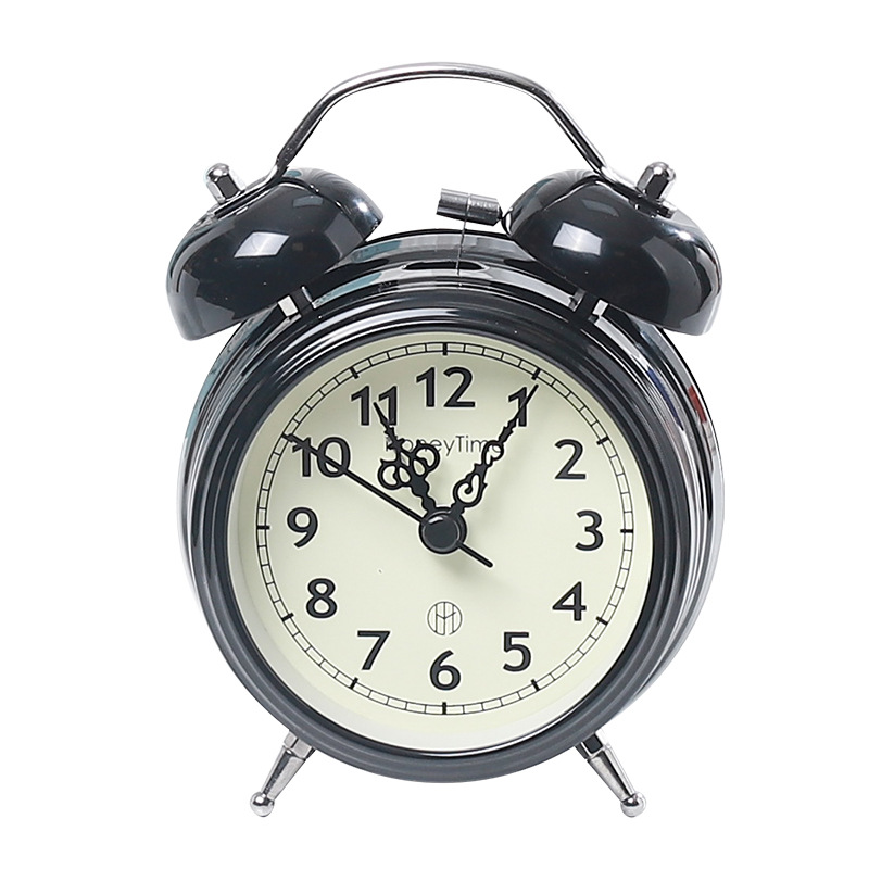 Super Loud Retro Bell Alarm Clock Bedroom Nightlight Silent Clock Creative Gift Student Bedside Clock Ornament Item Picture