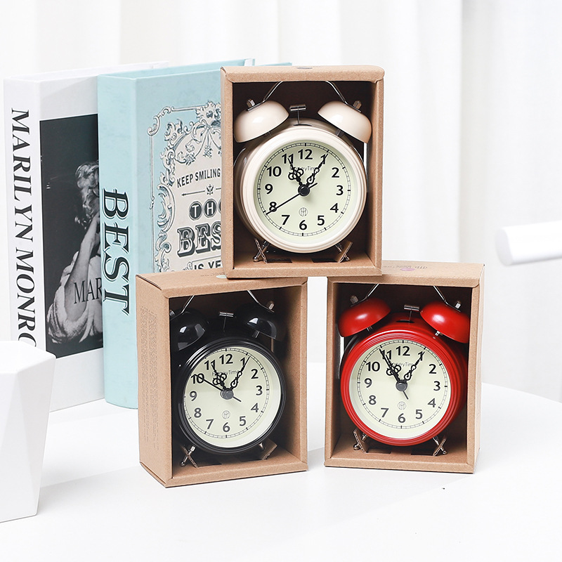 Super Loud Retro Bell Alarm Clock Bedroom Nightlight Silent Clock Creative Gift Student Bedside Clock Ornament details Picture