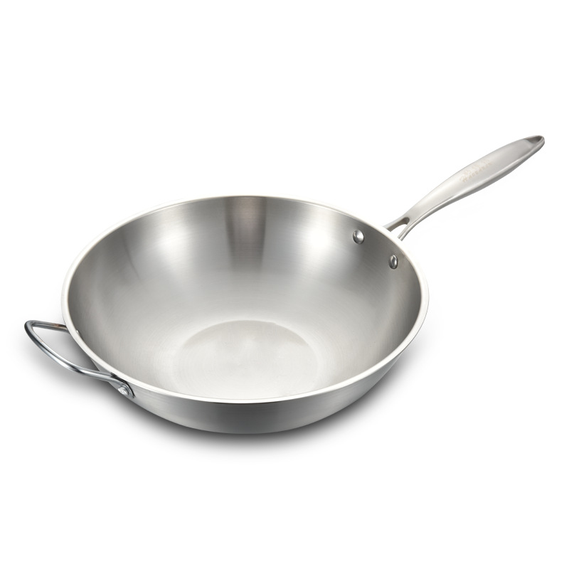 Factory wholesale white steel wok, physical non-stick wok, uncoated cooking wok, gift sale, one-piece consignment, stainless steel wok Item Picture