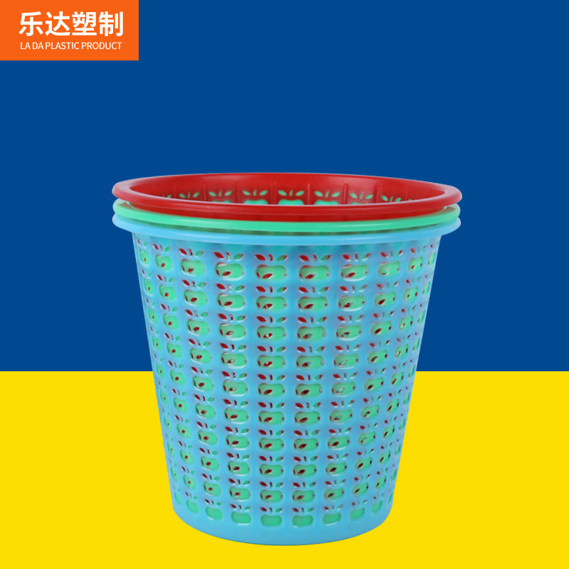 Factory wholesale of simple plastic hollowed-out pressure ring trash cans without LIDS for household kitchen, living room and bathroom paper basket tubes Specification image