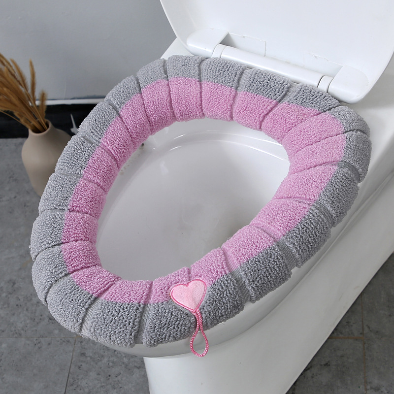Nordic Wind Bump Color Handle Toilet Seat Plush Knitted Seat Cover Winter Warm Toilet Seat Household Toilet Seat For Foreign Trade Export Only For Foreign Trade Export Only For Foreign Trade Export Only For Foreign Trade Export Only For Foreign Trade Export Only For Foreign Trade Export Only
