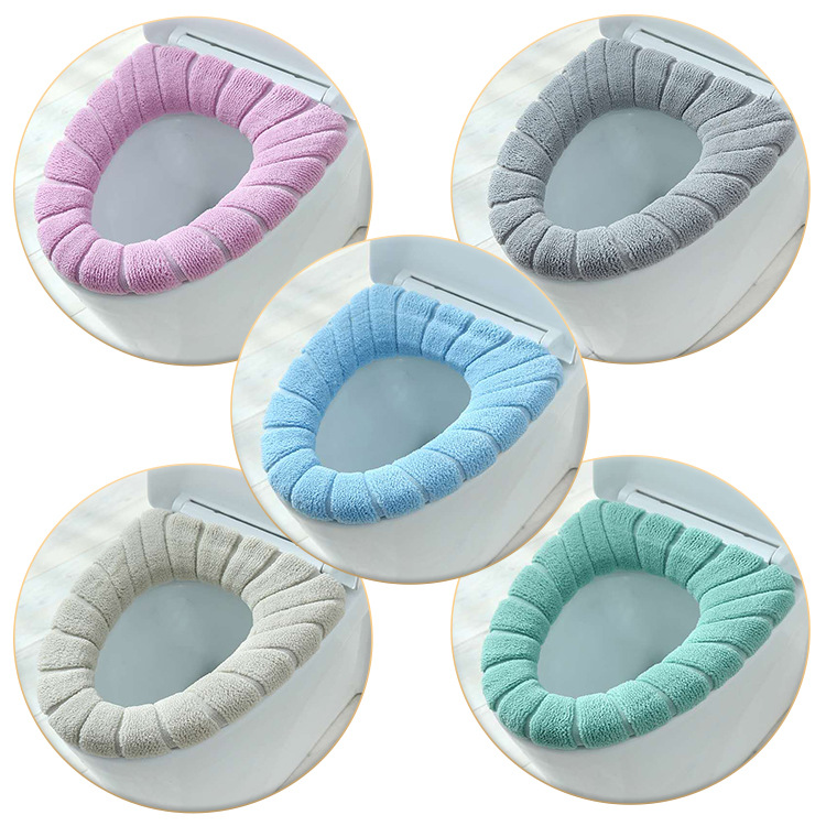 Nordic Wind Bump Color Handle Toilet Seat Plush Knitted Seat Cover Winter Warm Toilet Seat Household Toilet Seat For Foreign Trade Export Only For Foreign Trade Export Only For Foreign Trade Export Only For Foreign Trade Export Only For Foreign Trade Export Only For Foreign Trade Export Only Application Scenario