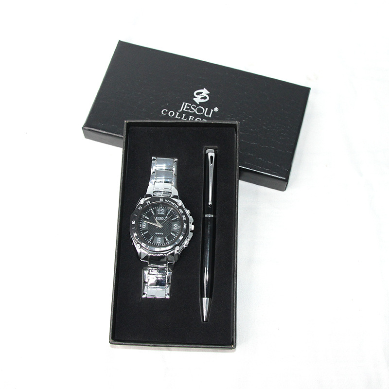 Traje de negocios cinturón de acero para hombres reloj de cuarzo regalo firma bolígrafo mens gift set fabricantes al por mayor details Picture