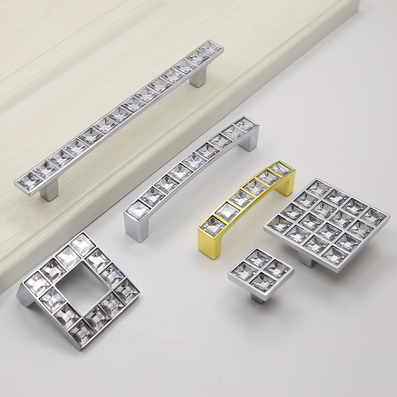 Crystal handle U-shaped modern and simple drawer, shoe cabinet, cabinet door, diamond double-hole handle, factory low price wholesale details Picture