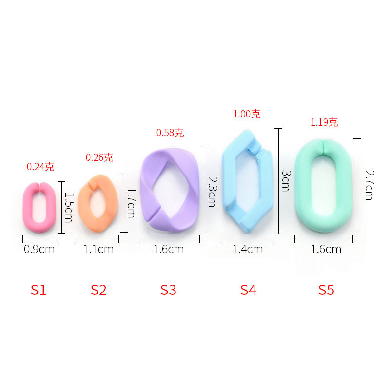 Wholesale acrylic hand feel paint chains, seven-color macaron chain buckles, DIY modular chain jewelry accessories details Picture
