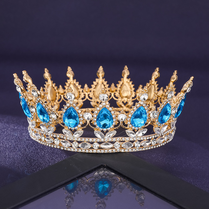 Best-selling water diamond crowns in European and American foreign trade, full-circle large crowns for bride headwear on Amazon, direct sales from the manufacturer details Picture