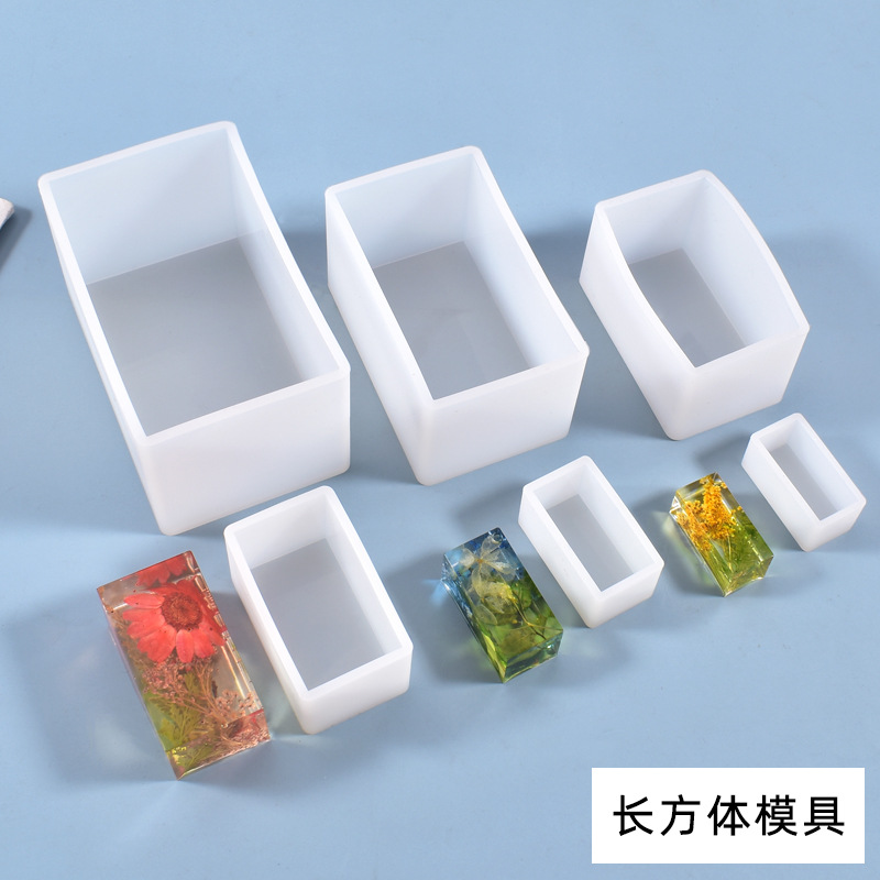 diy水晶滴胶模具长方体摆台树脂干花填充长方摆件硅胶模具