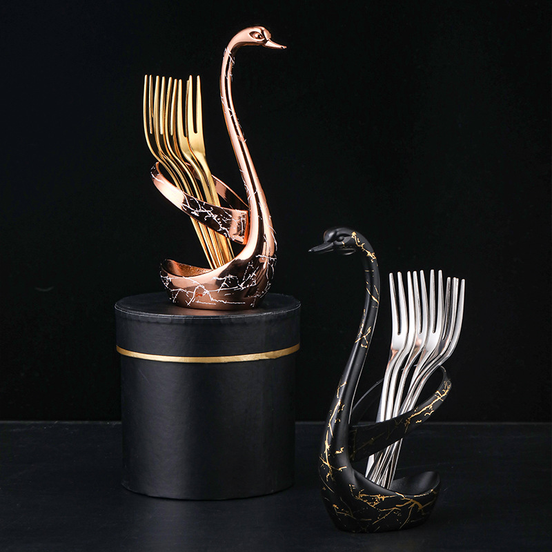304 Stainless Steel Fruit Fork Cake Mooncake Fork Pick Dessert Coffee Spoon Base Cygnus Combination Tableware Set Application Scenario