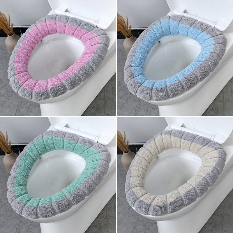 Nordic Wind Bump Color Handle Toilet Seat Plush Knitted Seat Cover Winter Warm Toilet Seat Household Toilet Seat For Foreign Trade Export Only For Foreign Trade Export Only For Foreign Trade Export Only For Foreign Trade Export Only For Foreign Trade Export Only For Foreign Trade Export Only details Picture