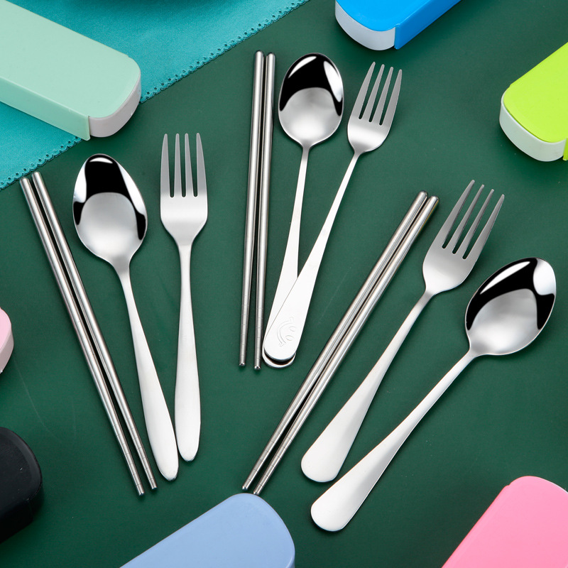 Tableware Set Stainless Steel Spoon Chopsticks Portable Tableware Set Chopsticks Spoon Set Knife And Fork Three Sets Specification drawing