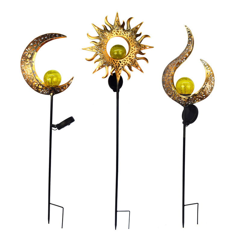 Outdoor Solar Moon Sun Landscape Garden Decoration Garden Light Iron Insert Antique Cast Light Atmosphere Light Item Picture