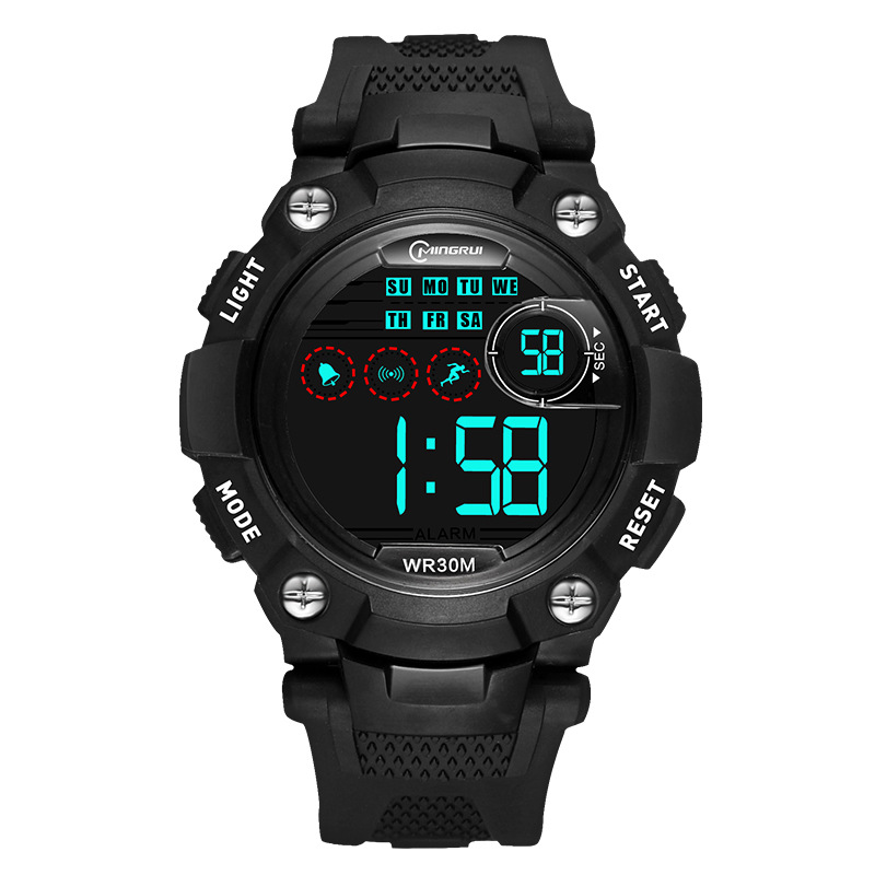 Best-selling electronic watch, student sports electronic watch, waterproof EL luminous alarm clock calendar, multi-functional and simple watch for men Item Picture