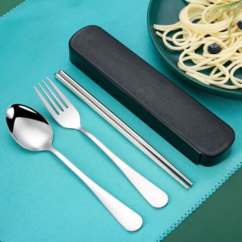 Tableware Set Stainless Steel Spoon Chopsticks Portable Tableware Set Chopsticks Spoon Set Knife And Fork Three Sets Application Scenario