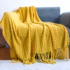 Sofa blanket, knitted blanket, Nordic sofa towel, cover fabric, fringed woolen blanket, air conditioning blanket, nap blanket, pillowbed blanket details Picture