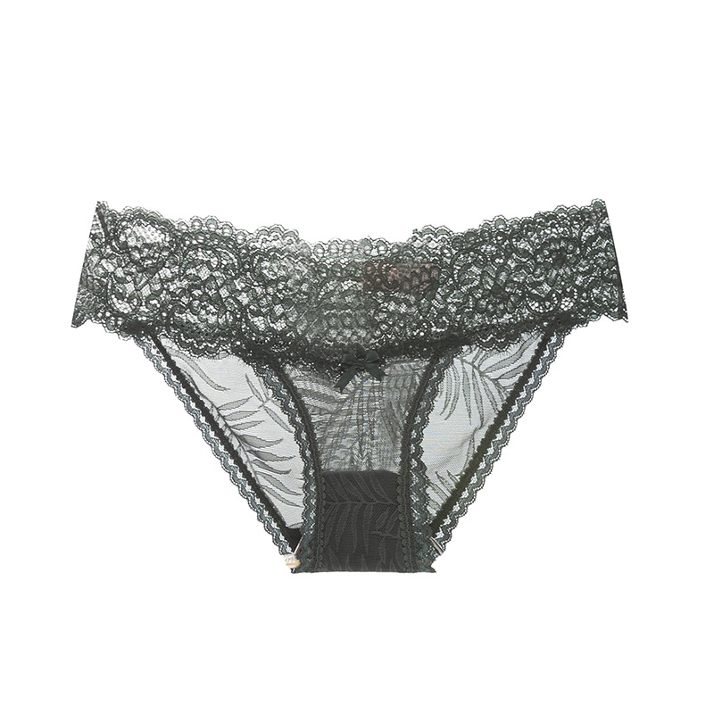 Foreign Trade New Lace Sexy Underwear Perspective Bow Lace Briefs Breathable Underwear Women Low Waist Item Picture