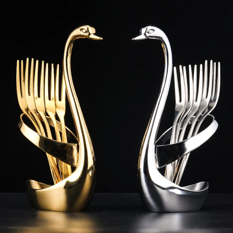 304 Stainless Steel Fruit Fork Cake Mooncake Fork Pick Dessert Coffee Spoon Base Cygnus Combination Tableware Set