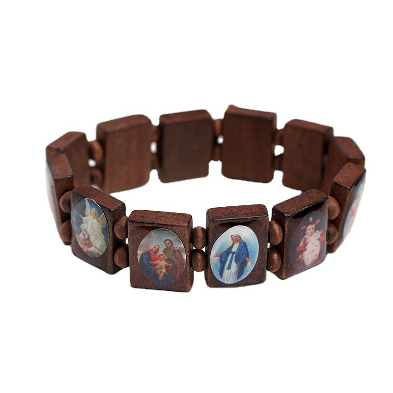 Natural wooden bracelets for both men and women, oil-dripping colored prayer beads bracelets, AliExpress export accessories wholesale
