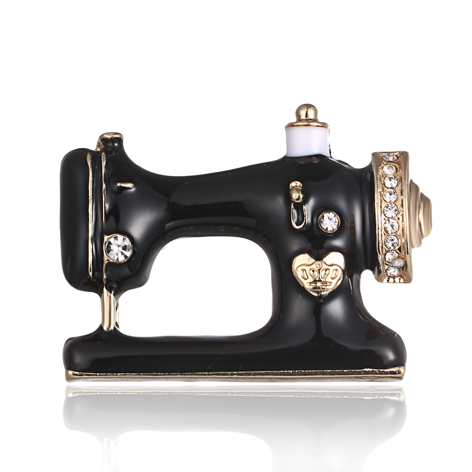 European and American retro clothing brooches, alloy diamond-encrusted sewing machines, brooches, women's corsages, wholesale and direct sales of Yiwu accessories