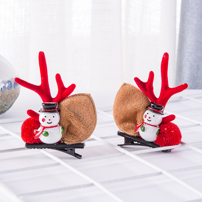 Christmas Antler Hairpin Christmas Hair Accessories Children Cute Clip Net Red Cartoon Moose Hair Card Hair Accessories Female Wholesale Application Scenario