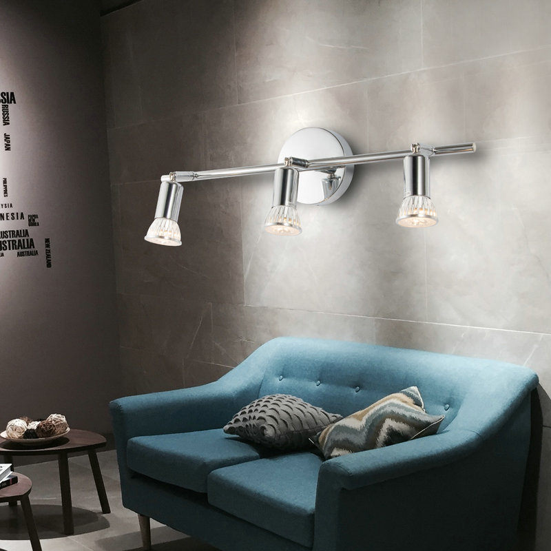 Bar light household living room spotlight led track spotlight Nordic light background wall cloakroom three-head spotlight Specification drawing