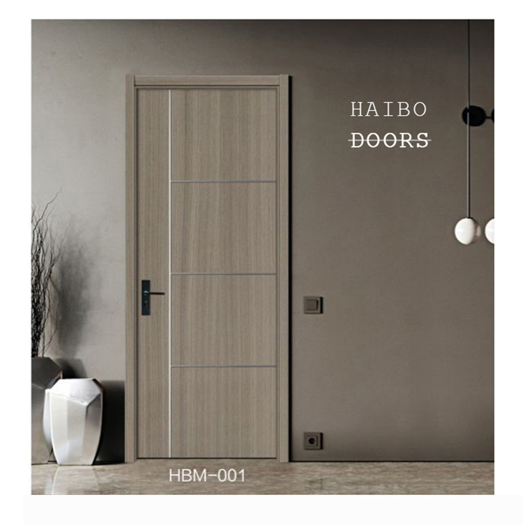 Wooden Door Factory Direct Wholesale Project Door Modern Light Luxury Style Wooden Door Inset Aluminum Strip Free Paint Pvcmdf Interior Door