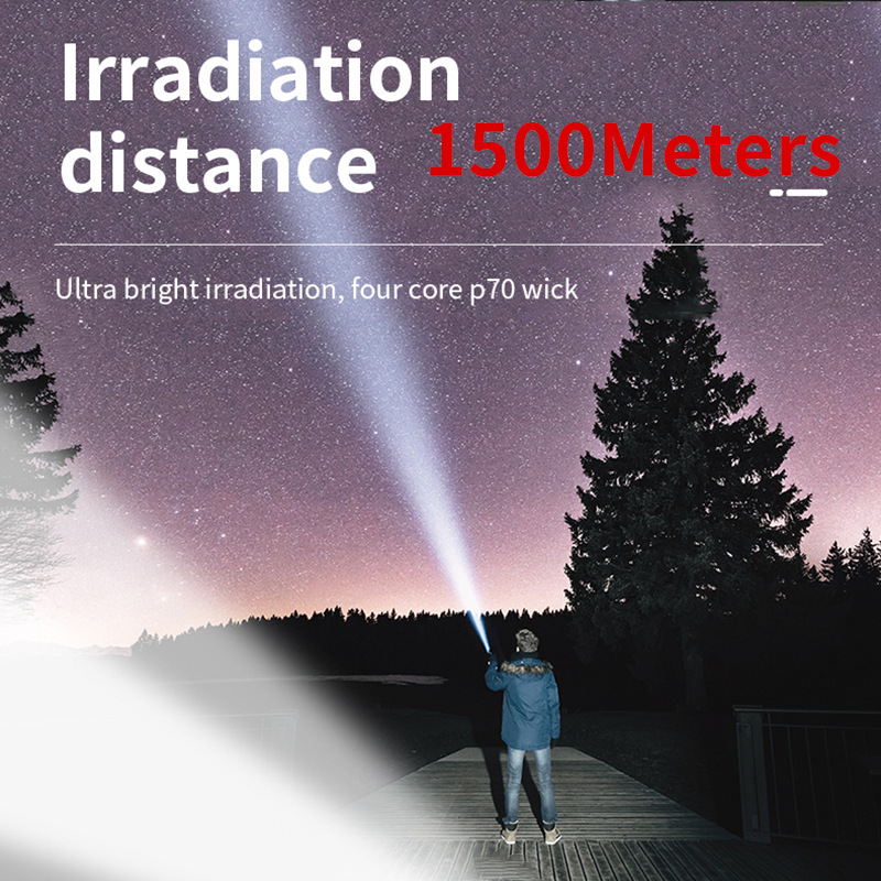 New P70 floodlight outdoor multi-functional lighting LED flashlight long-range waterproof rechargeable hand lamp details Picture