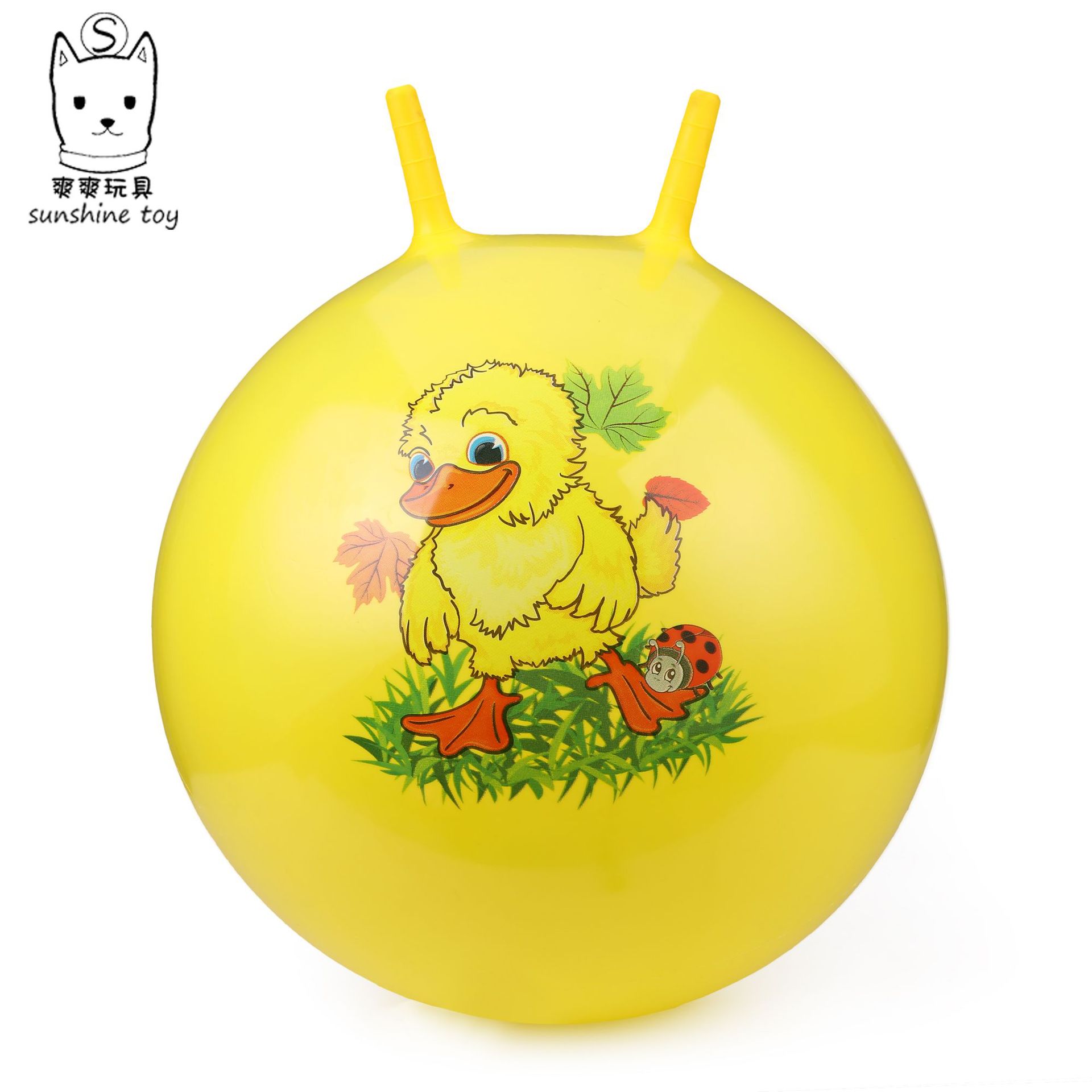 Factory direct sales of 65cm large thickened pvc handle smooth jumping ball, sheep horn massage children's inflatable toy ball details Picture