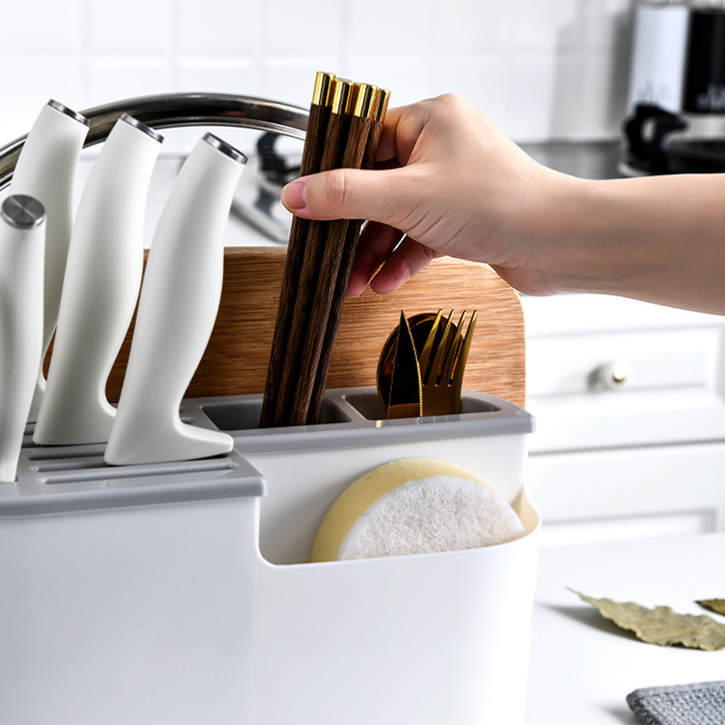 Knife rack, chopping board, multi-functional integrated kitchenware storage and storage rack, kitchen knife rack, chopsticks, pot lid, knife rack wholesale Application Scenario