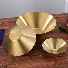 304不锈钢拉面碗泡面碗酒店汤碗搅拌碗金色单层冷面碗韩式沙拉碗