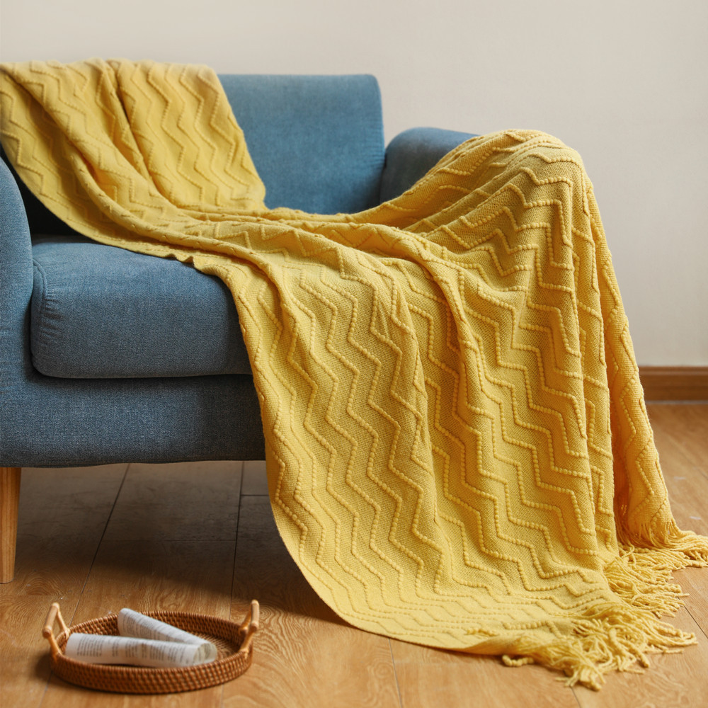 沙发毯盖毯加厚毯子针织流苏毛毯办公室空调毯床尾毯跨境午睡毯子细节图