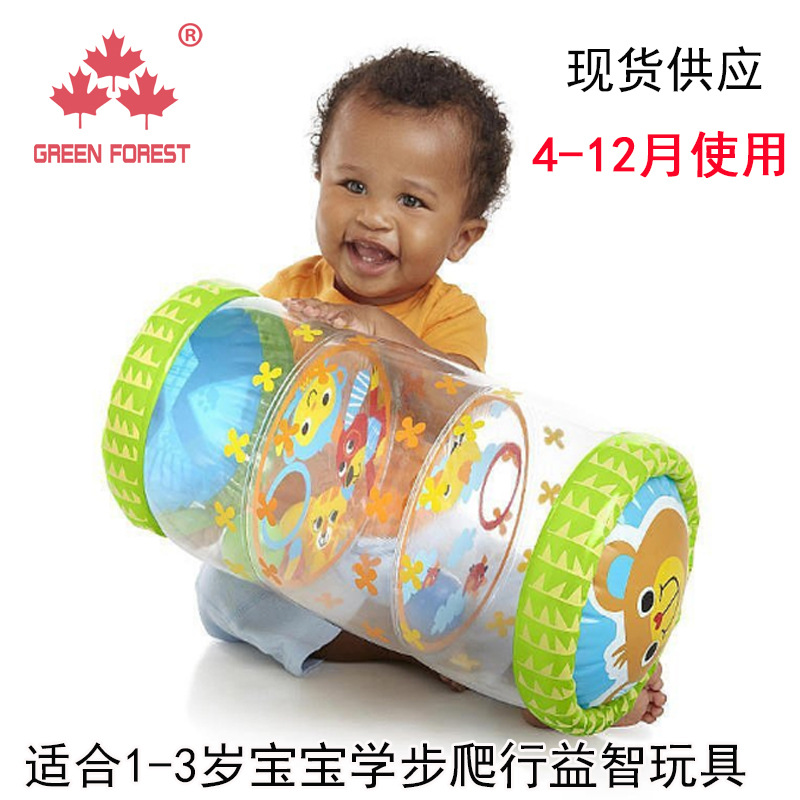 Cartoon inflatable crawling roller with built-in bell rolling ball, pvc inflatable baby walking ball educational toy in stock Specification image