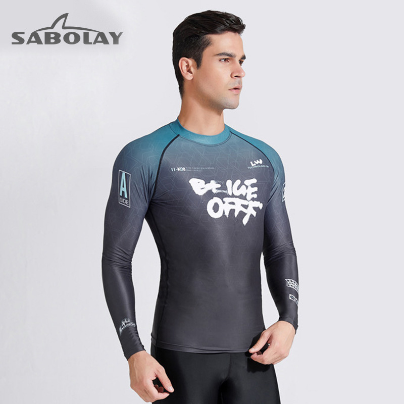 New Split Bathing Suit Quick Dry Men's Long Sleeve Sun Protection Outdoor Surfing Suit Swimming Paddling Suit details Picture