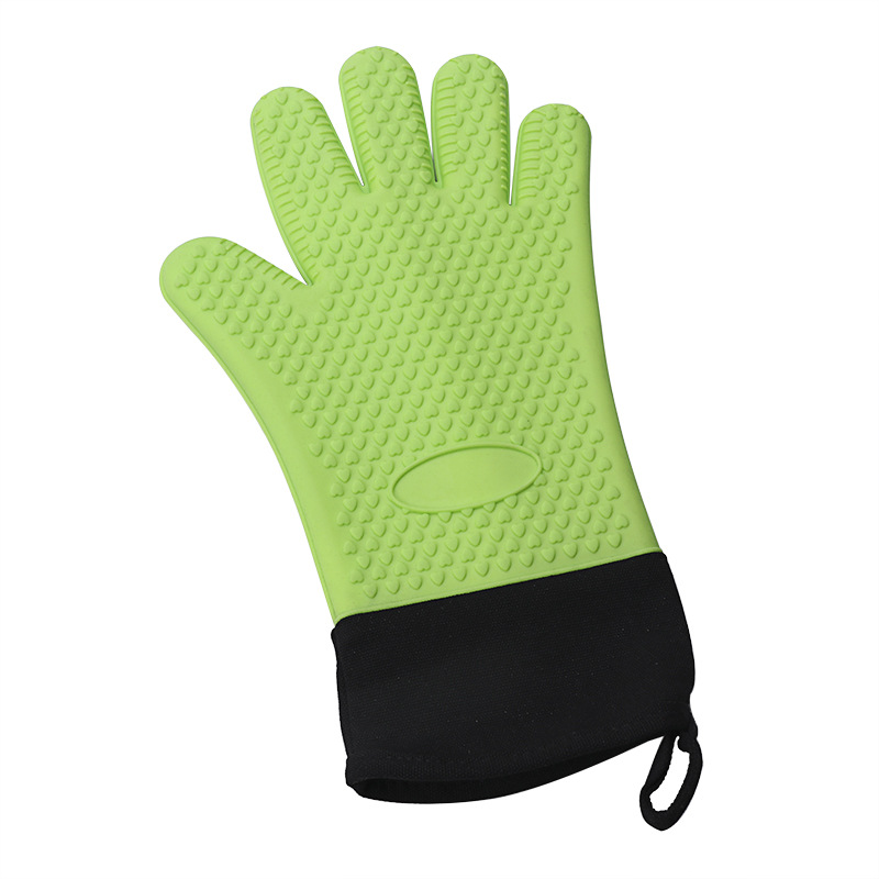 Cotton Thickened Heart-Shaped Non-Slip Silicone Gloves Microwave Oven Gloves Baking Hot Proof Heat Insulation Heat Resistant Five-Finger Gloves details Picture
