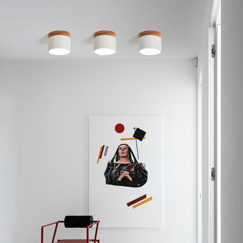 Nordic porch light bay window balcony Macaron solid wood corridor ceiling led open mounted downlight Application Scenario